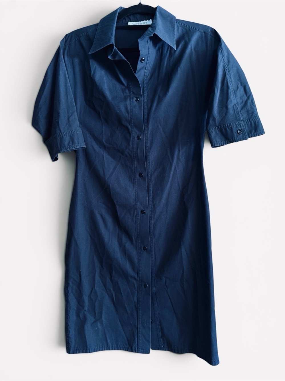 Yves Saint Laurent Midnight Navy Cotton Midi Shirt Dress Spring/Summer 2009